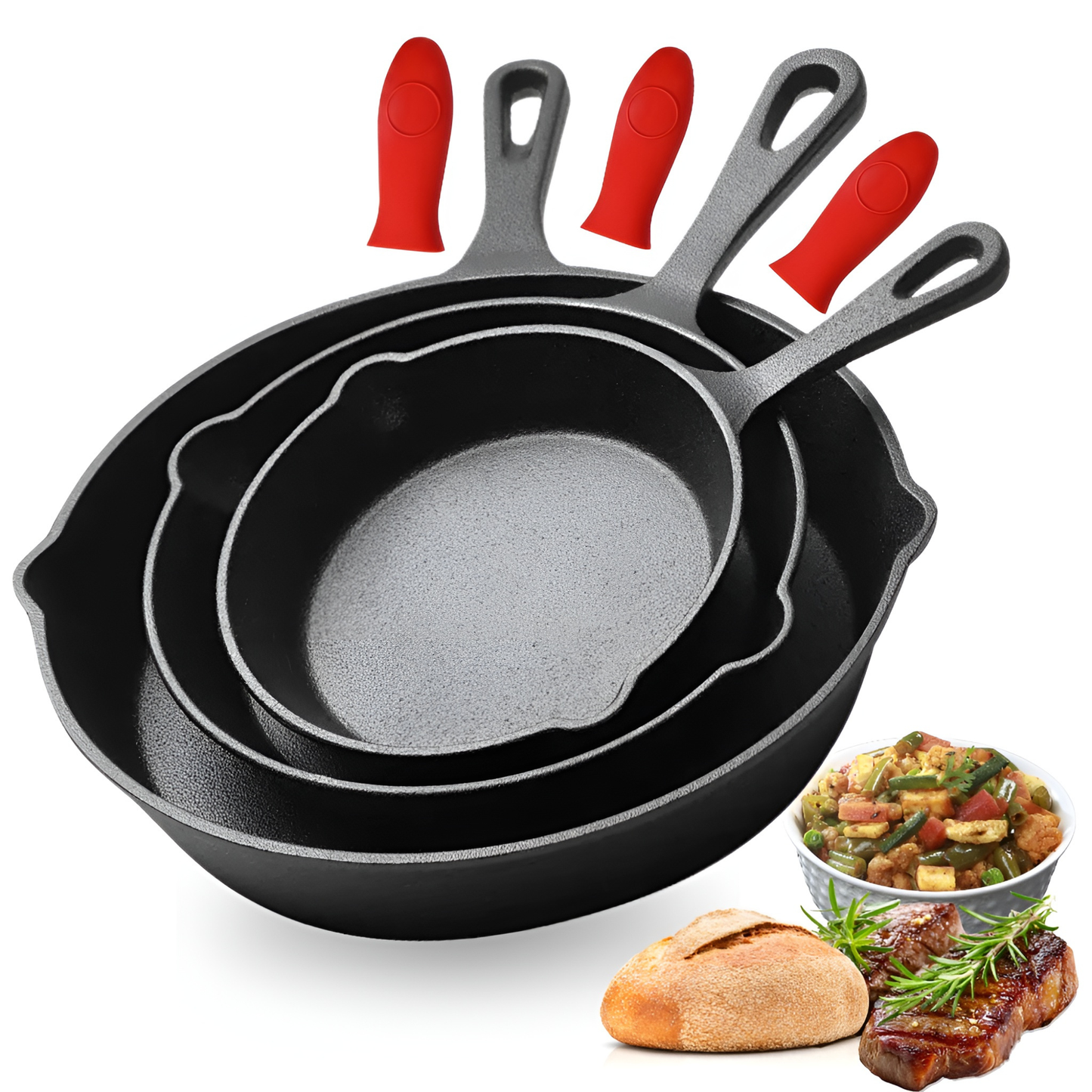 Gietijzeren Pannenset 3 - Skillet Cast Iron