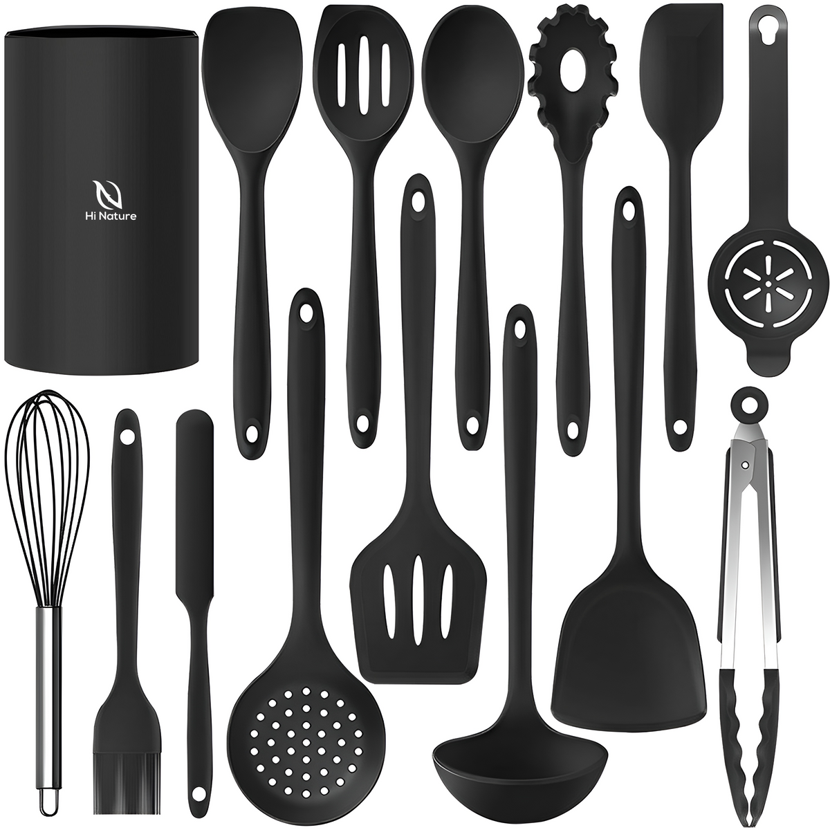 Set d'ustensiles en silicone, 15 pièces