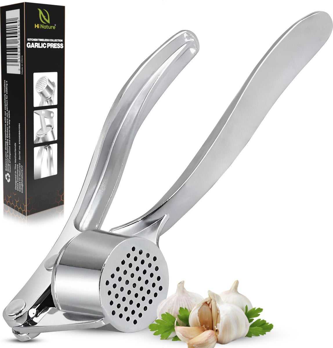 Hi Nature zinc alloy garlic press – gift box