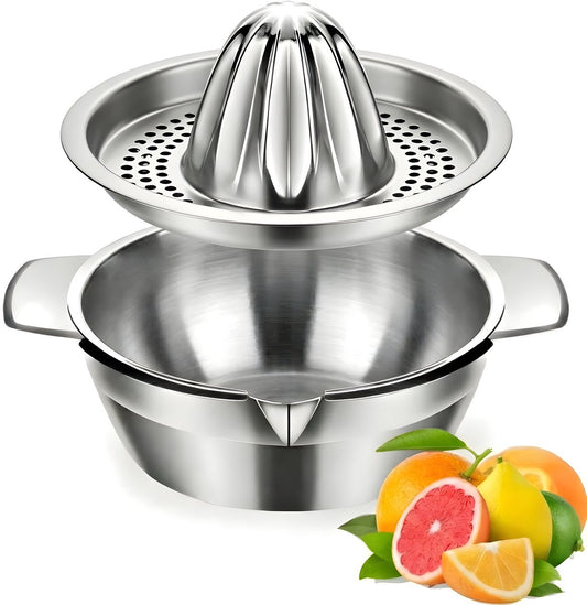 Hi Nature stainless steel lemon squeezer with 400ml catch bowl and seed filter