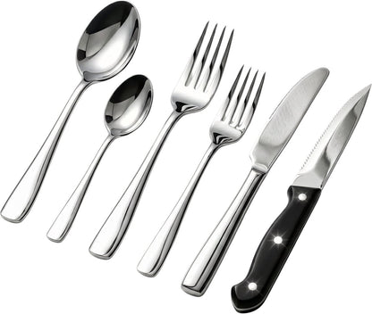 Hi Nature 36-piece stainless steel cutlery set for 6 people with steak knives
