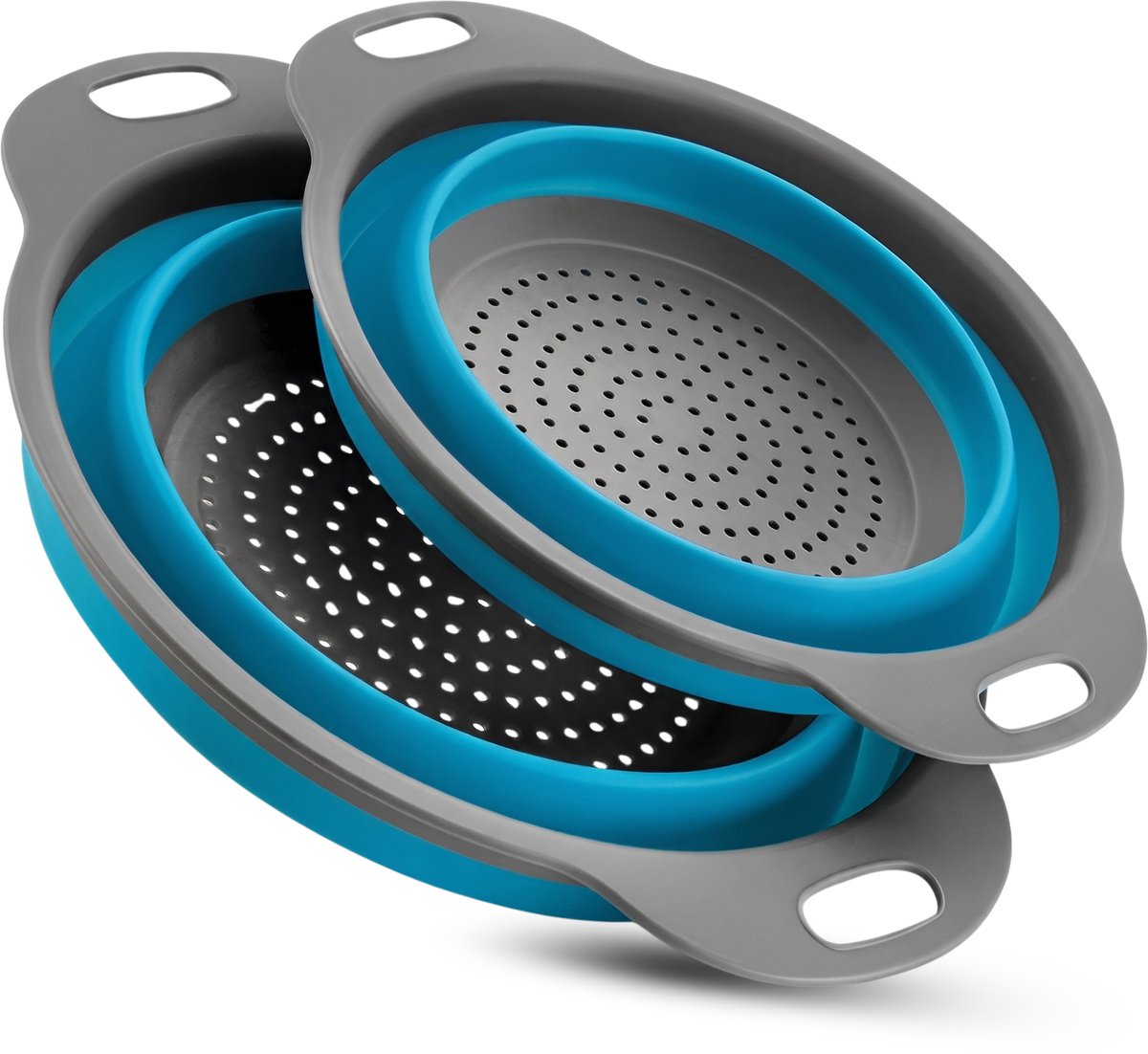 Hi Nature collapsible blue silicone colander set of 2