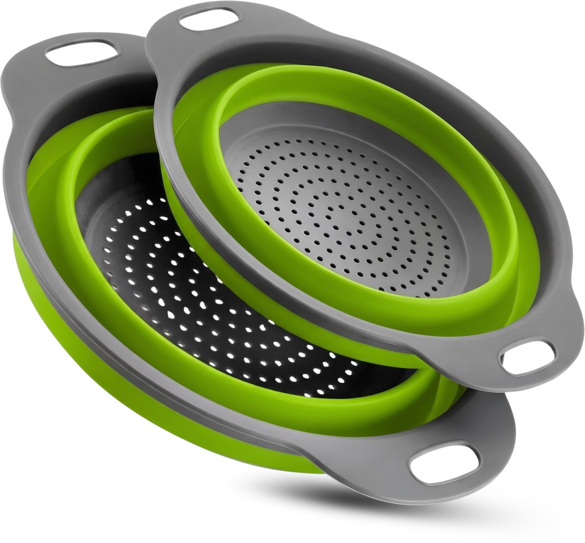 Hi Nature collapsible green silicone colander set of 2