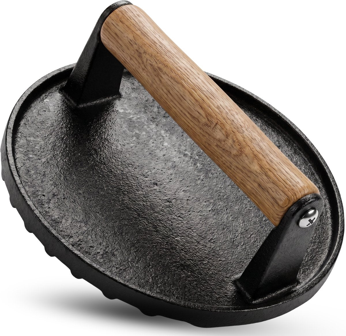 Hi Nature cast iron burger press with wooden handle