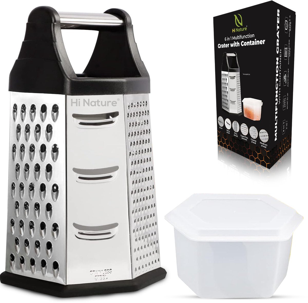 Hi Nature 6-sided tower grater – grating surfaces