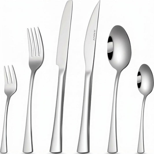 Hi Nature 72-piece stainless steel cutlery set for 12 people with steak knives