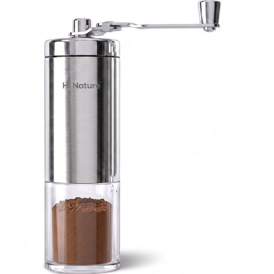 Hi Nature manual coffee grinder with ceramic burr and foldable handle