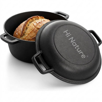 Hi Nature 5L cast iron Dutch oven with grill lid