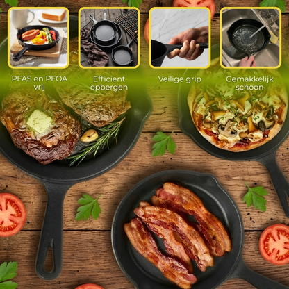 Gietijzeren Pannenset 3 - Skillet Cast Iron