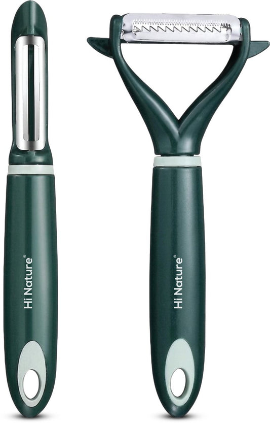 Hi Nature green vegetable peeler set of 2 with eye remover