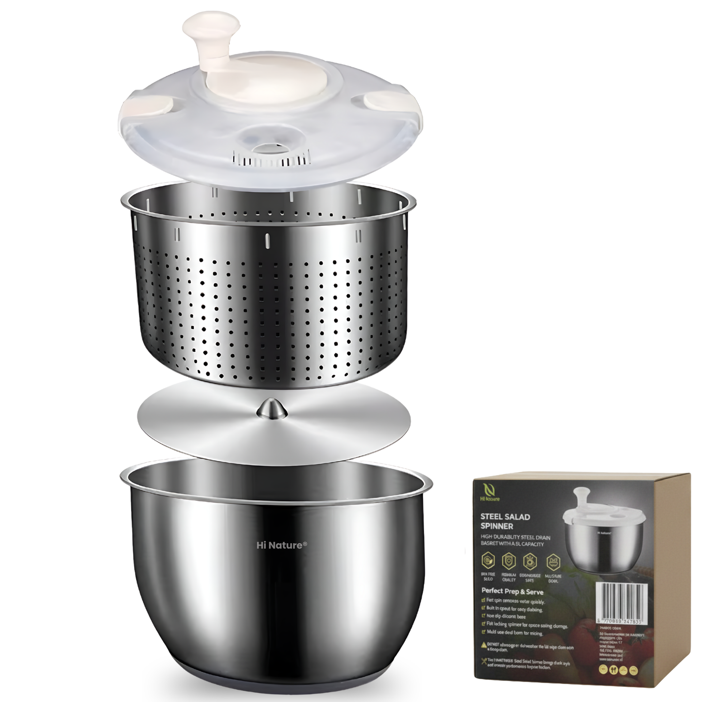 Slacentrifuge - Rotare Salade Spinner - RVS