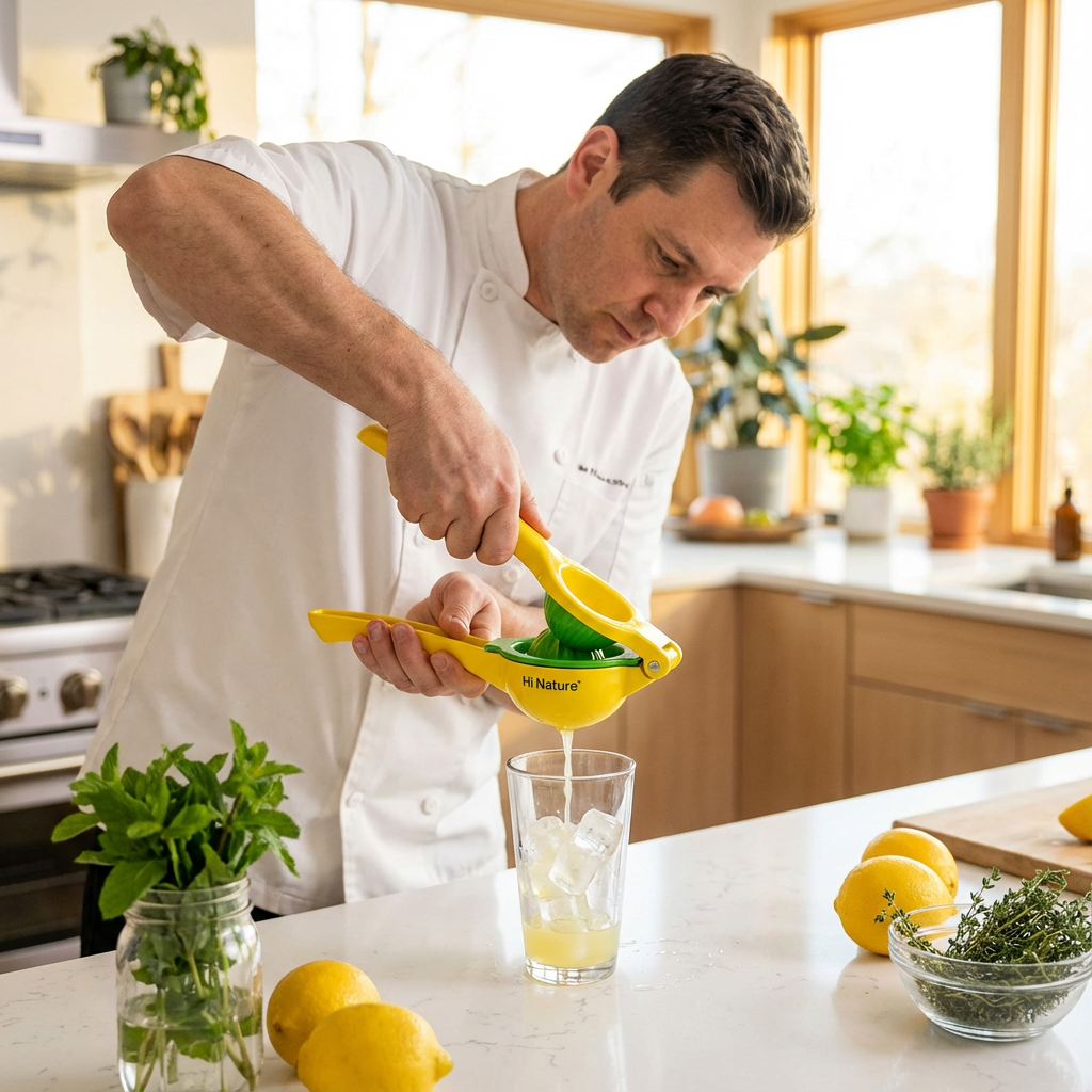 Hi Nature manual citrus press – pip-free juicing detail