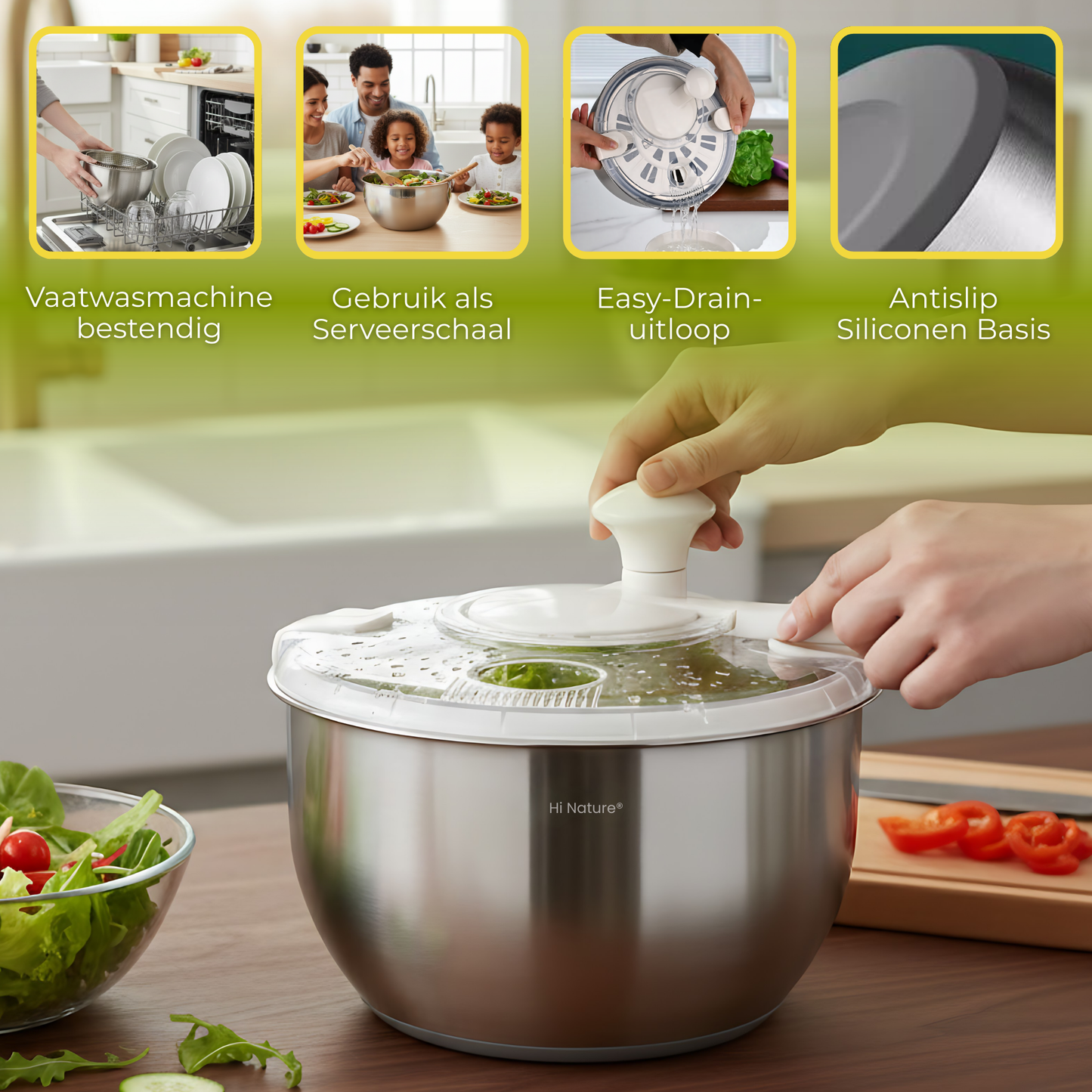 Slacentrifuge - Rotare Salade Spinner - RVS