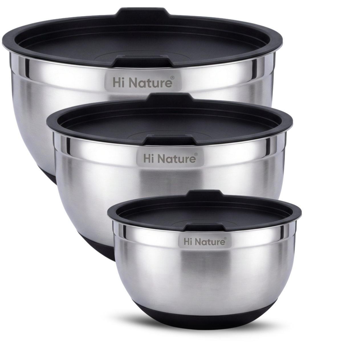 Lot de 3 saladiers en inox