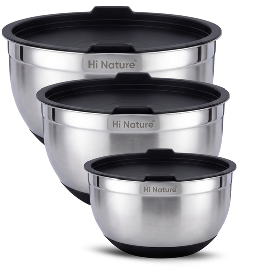 Lot de 3 saladiers en inox