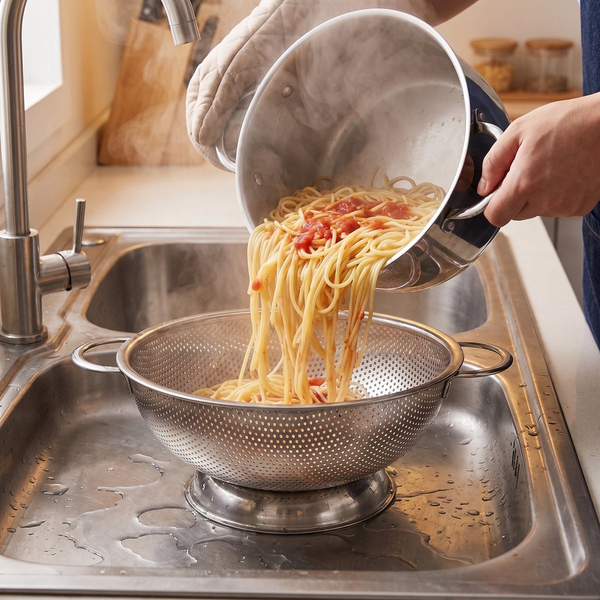 Hi Nature colander set of 3 – micro-perforation detail