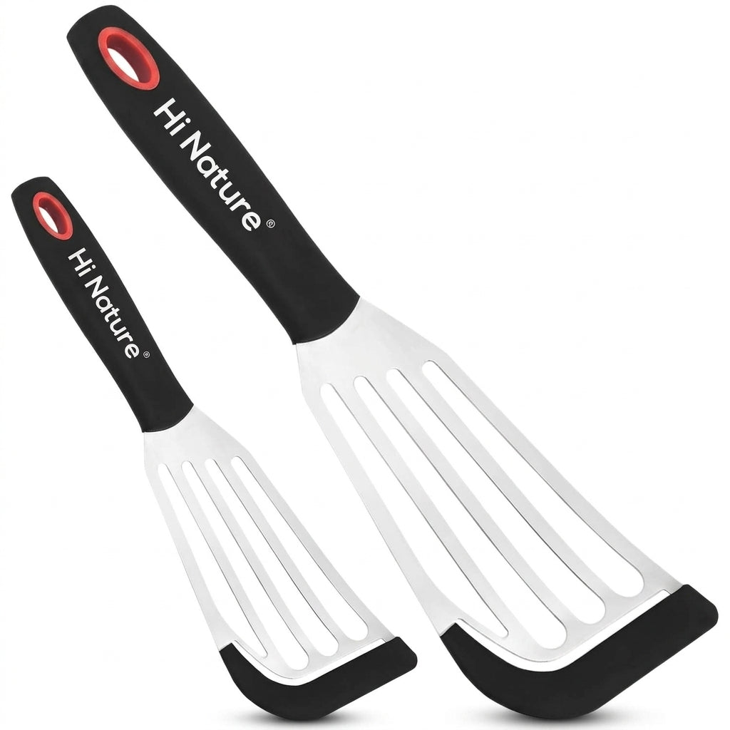 Hi Nature stainless steel fish spatula with silicone edge